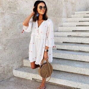 Mirth Handmade Handloom Anguilla Poppy Jamdani Dress M